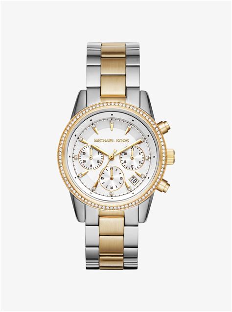 michael kors ritz pavé two-tone watch|ritz pave watch.